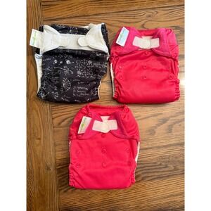 Bumgenius Cloth Diaper Bundle Kids One Size Pink Black Hook Loop 3pc Set